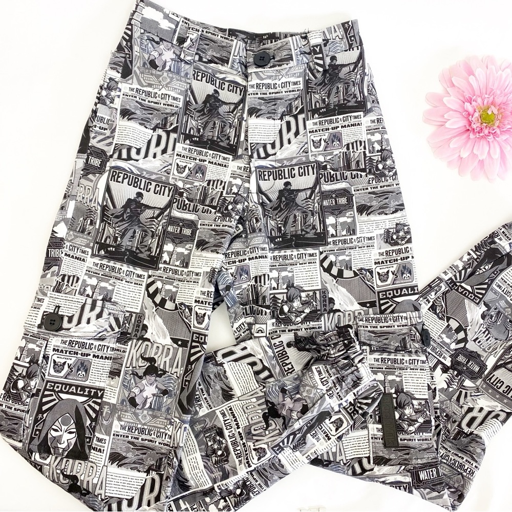 Blackmilk X Avatar Korra Republic City News Cargo Pants Joggers: Black White - Picture 6 of 16